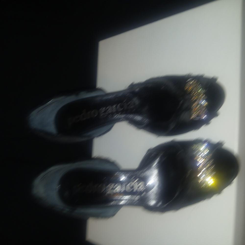 Pedro Garcia Black Heels with Sparkling Gold Accents